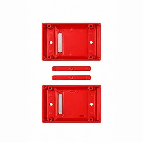 Red two-part VCI housing with moulded-in metal insert and locking bars