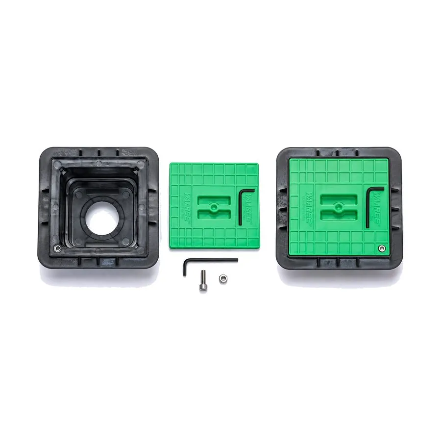 Moulded earthing pit chamber with cover, fixings and lifting key