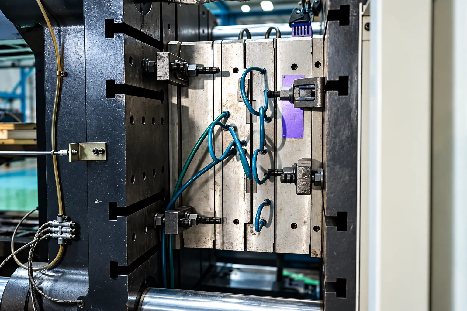 Mould mounted with the cooling circuit connected
